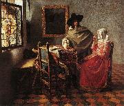 Jan Vermeer, Lady Drinking and a Gentleman